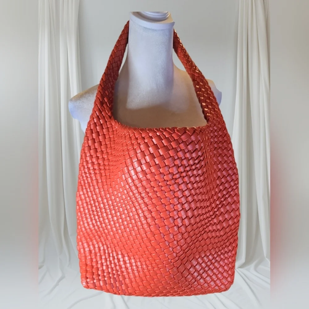 Stylish Vegan  Orange Woven Women's Bag
